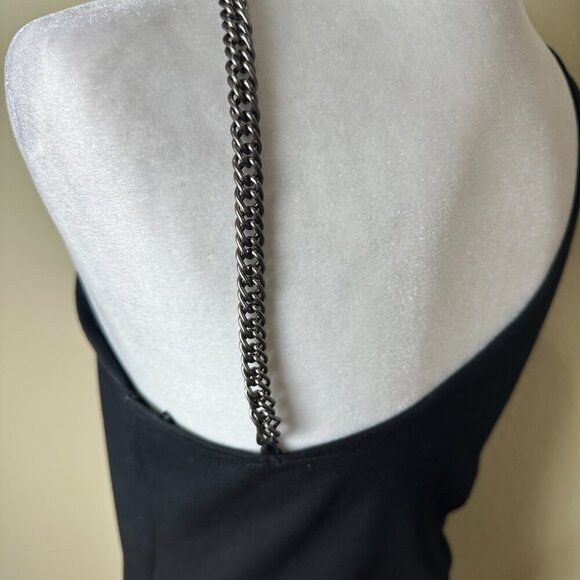 TopShop Chain Detail Asymmetrical Neck Bodycon Sheath Dress Size 8 Knit - Picture 7 of 13